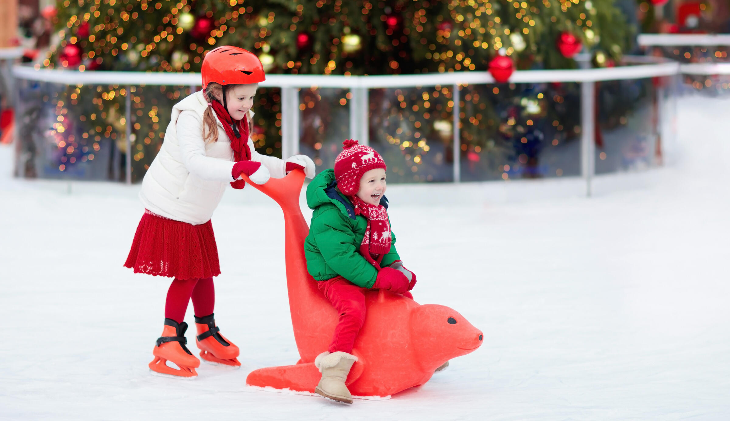 Children skating at the ice rink